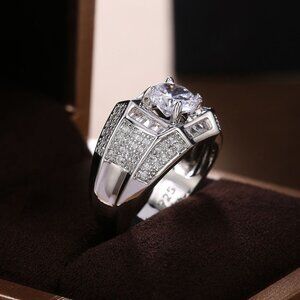 🎁 Dainty Fever Glitter Zircon Chunky Wedding Luxury Ring for Man, P1232